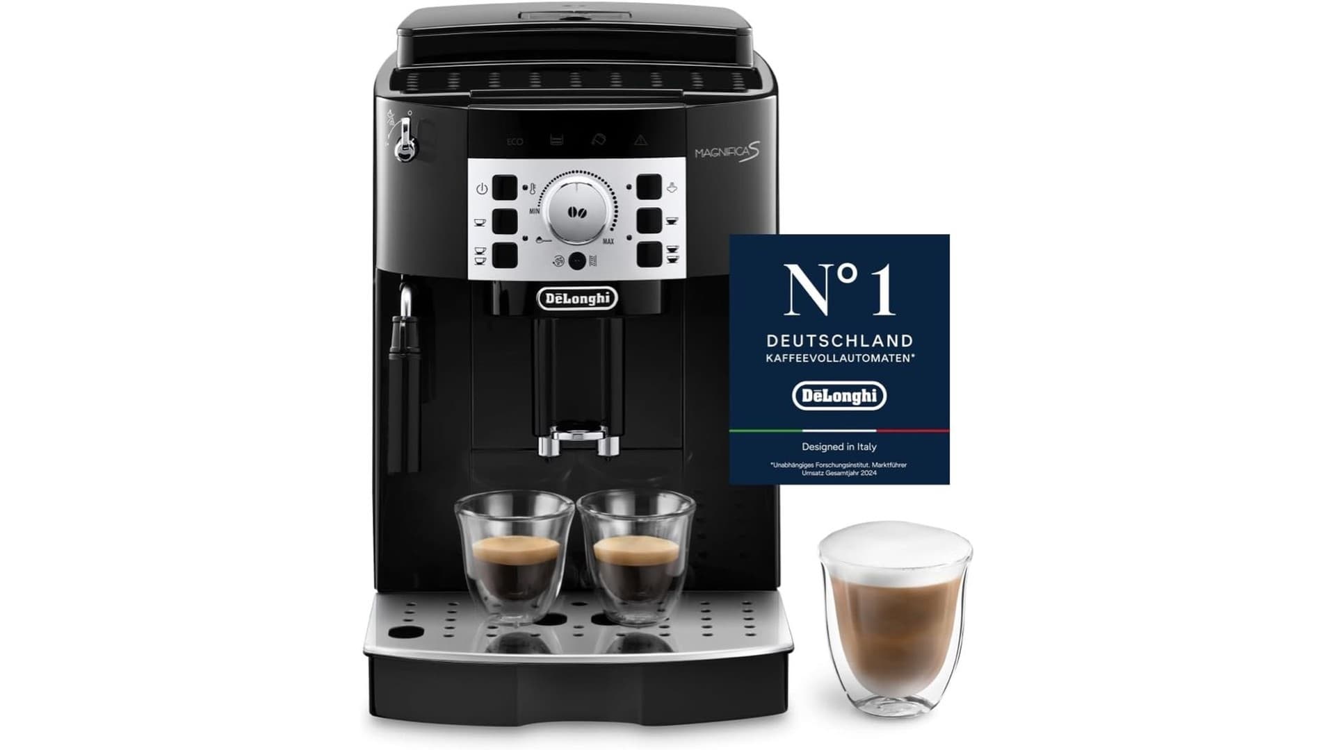 Máquina de café em grão com dois compartimentos de grãos