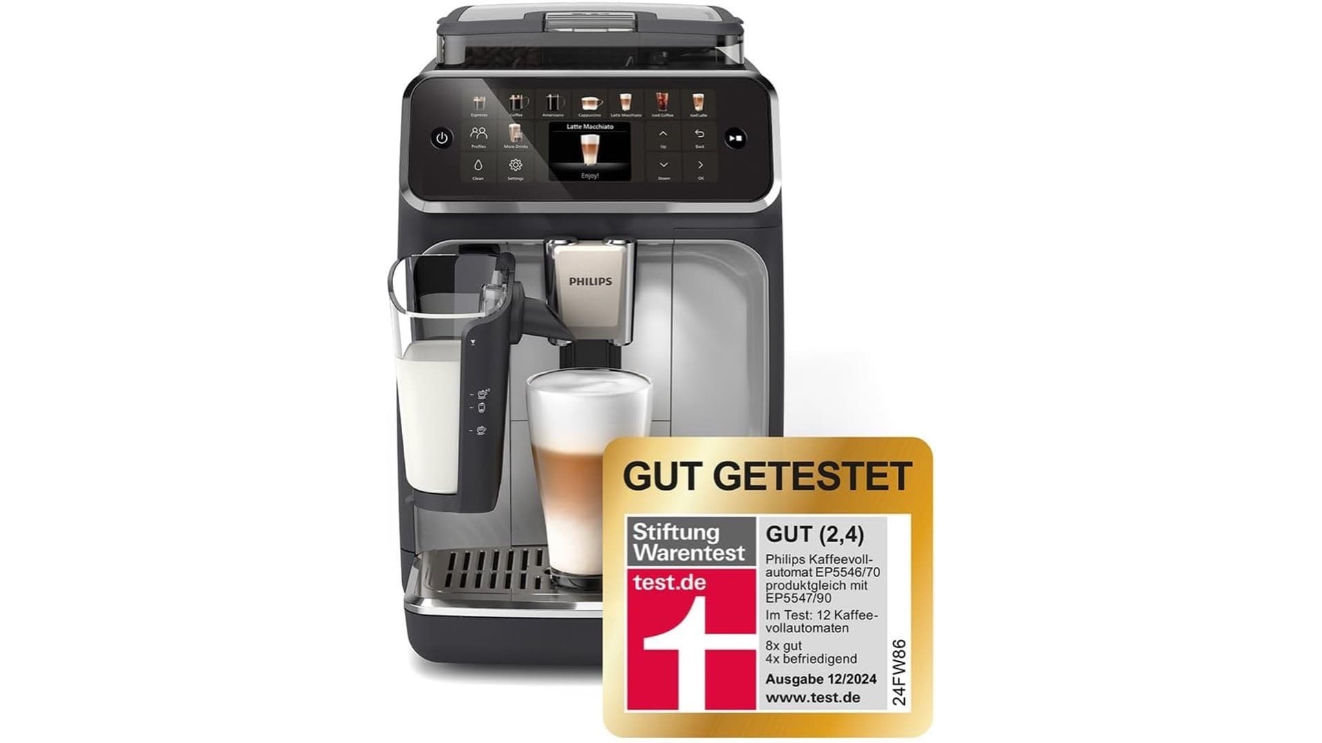 Máquina de café em grão estreita na bancada