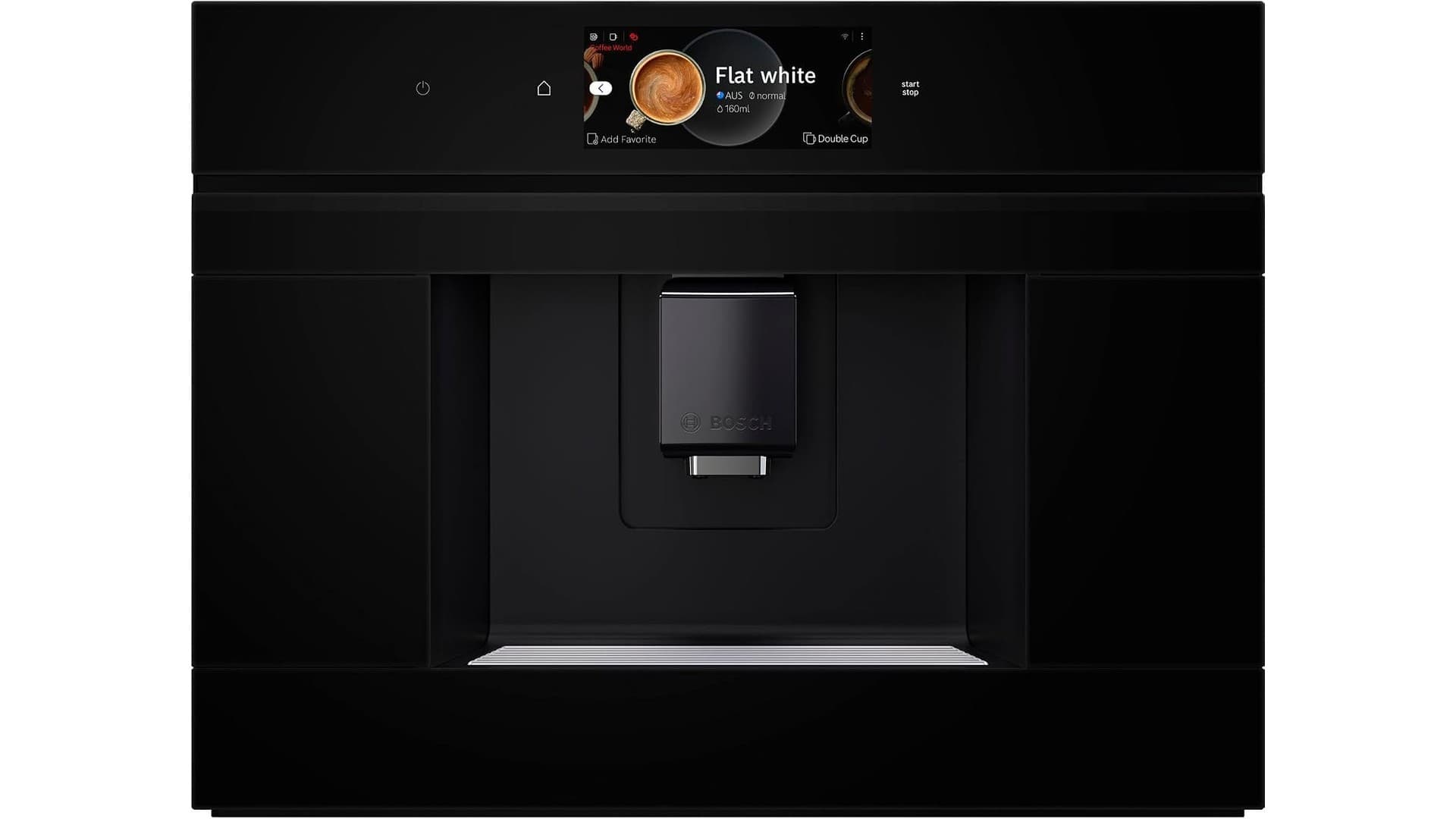 Máquina de café de encastrar preta integrada na linha de cozinha